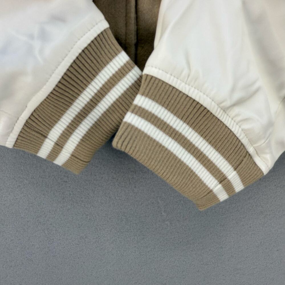 True Religion Jacket Women's XL Tan White True Varsity Jacket Retro 50s 60s NWT - Picture 4 of 11